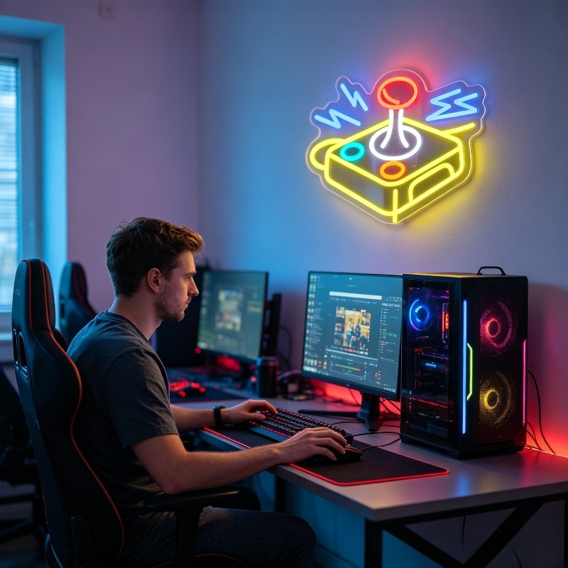 아케이드 조이스틱 네온사인 LED 레트로 게임기 벽 장 - Retro Gaming Joystick 리뷰 및 가격